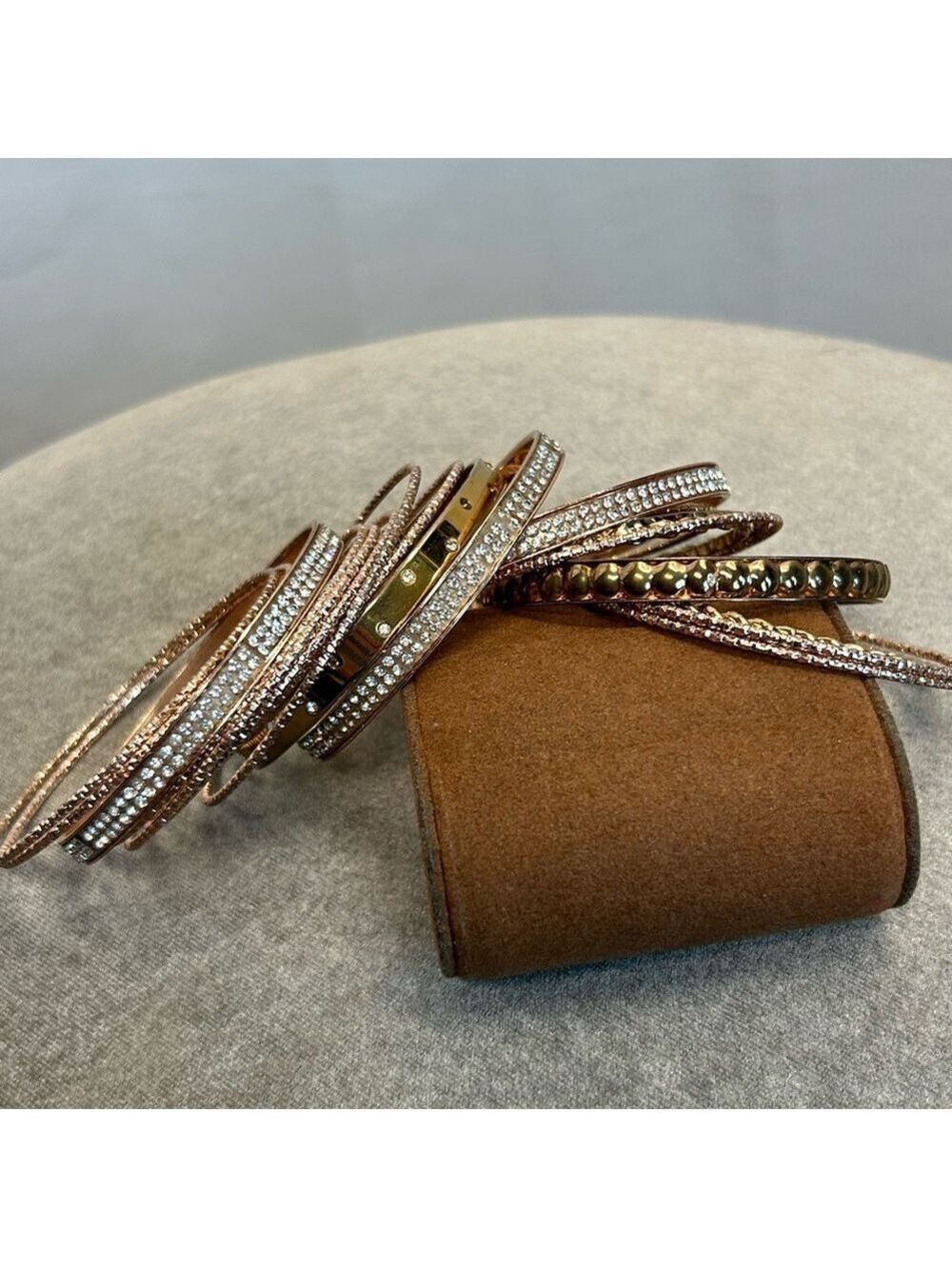 Rose gold rhinestone embellished bracelet bundle
